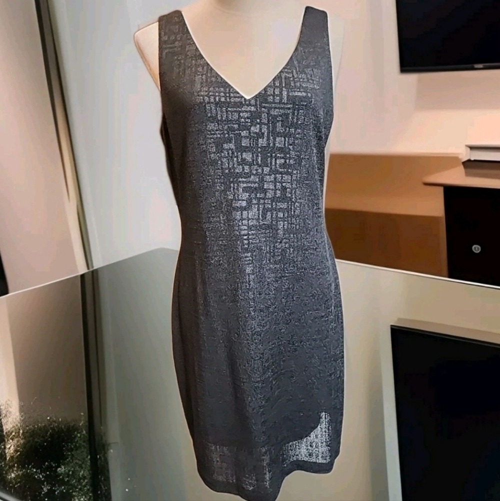 VTG Andrea Polizzi for Rex Lester Black Textured Sheath Dress - Size 10 - Picture 2 of 5